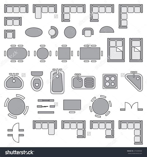 Image result for Symbols for household furniture | Floor plan symbols, Architecture symbols ...