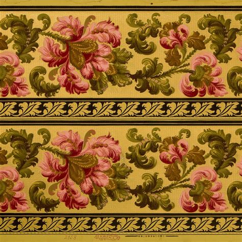 9-3/8" Gilt Floral/Foliate Border - Antique Wallpaper Remnant | Antique ...