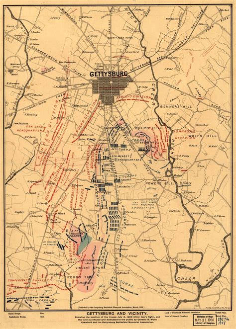 Gettysburg Civil War Battlefield Map