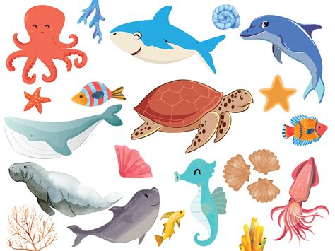 Underwater Sea Clipart Watercolor Sea Animal Clipart Free Animal | Porn ...