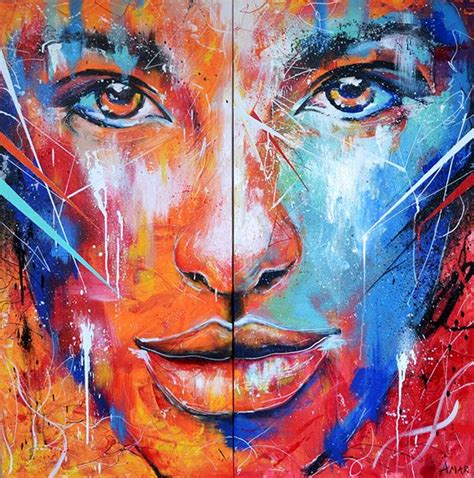 Fire and Ice Abstract Portrait Painting on Behance Abstract Portrait ...