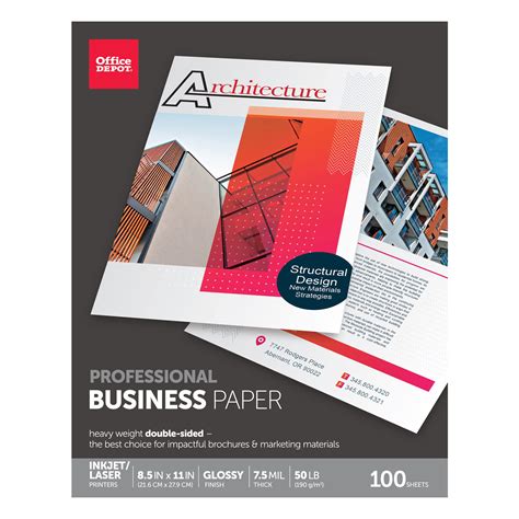 Buy Office Depot Professional Brochure And Flyer Paper, Glossy, 8 1/2in. x 11in., 50 Lb, Pack Of ...