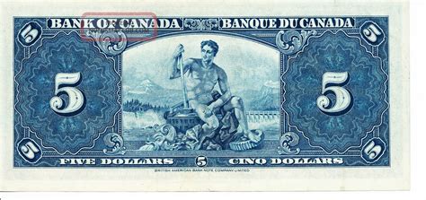 1937 Canadian Paper Money $5 Dollar Bill Almost Uncirculated Valued & Crisp