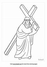 Free Jesus Carrying Cross Coloring Page  Printables Kidadl sketch template