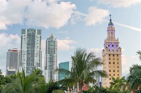 Photo Miami USA Sky Palms Skyscrapers Houses Cities