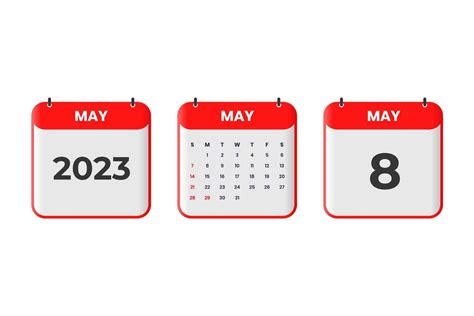 May 2023 calendar design. 8th May 2023 calendar icon for schedule, appointment, important date ...