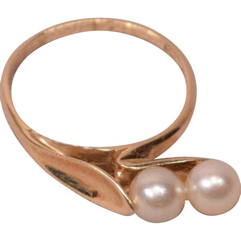 Marked 14k Gold with Makers Marks Gold Ring with Two Pearls from ...