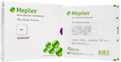 "Mepilex Adhesive Silicone Foam Dressing for Wound Care, Non-Stick, 4 ...