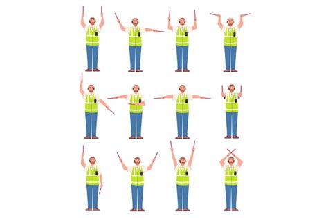 Marshaller signals. Aircraft marshalling hand signal for sa