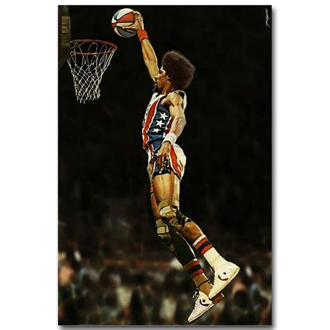 Julius Erving DR J Dunk Basketball Vintage Poster 32x24