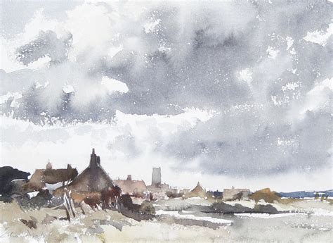 A Norfolk Village | Watercolor landscape paintings, Landscape art painting, Landscape paintings