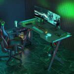 Neo Gaming Desk LED Desk with Cup Holder and Headphone Hook Cable Management - Neo Direct