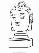 Buddha Statue Coloring Page For Kids  Free Buddhism Printable sketch template