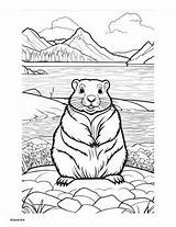Coloring Pages Groundhog Day / Punxsutawney Phil Spring Art sketch template