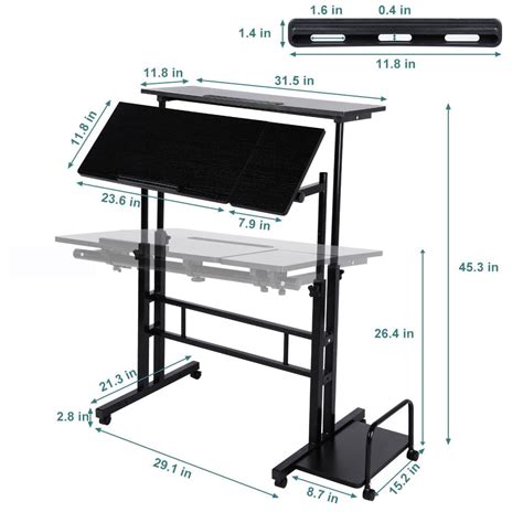 Mgaxyff Mobile Standing Computer Workstation Home Office Desk with ...