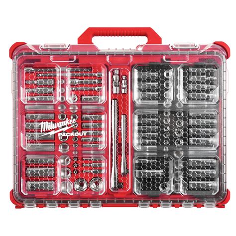 Milwaukee 48-22-9486 106-Piece 1-4 in. and 3-8 in. SAE and Metric Ratchet and Socket Set with ...