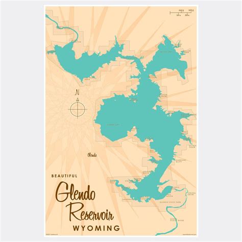 Glendo Reservoir Wyoming Paper Print Map Art - Etsy