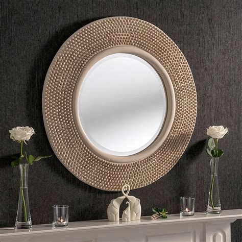 Circular Contemporary Ivory Studded Wall Mirror | Wall Mirrors