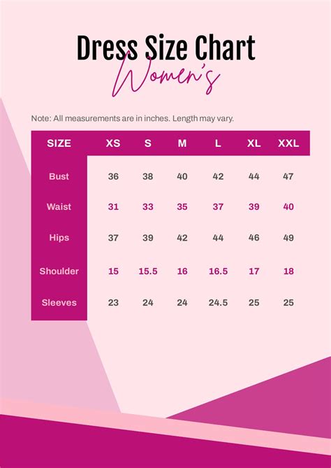 FREE Dress Size Chart Template - Download in Word, Google Docs, PDF ...