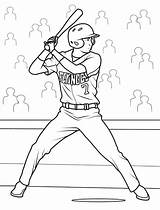 Jugador De Béisbol Genial Preparándose Para Golpear  sketch template