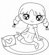 Girl Sitting On A Mat Coloring Page Stock Illustration  Image 52718562 sketch template