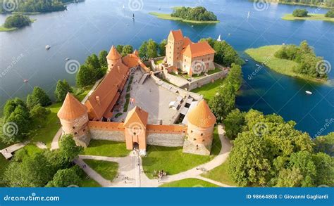 Aerial View of Trakai Castle, Lithuania Stock Photo - Image of gothic, aerial: 98664808