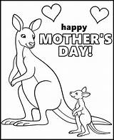 Printable Mothers Day coloring Page kangaroos sketch template