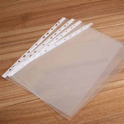 10pcs Transparent 11 hole file bag A4 file protection file PVC perforated loose leaf for core ...