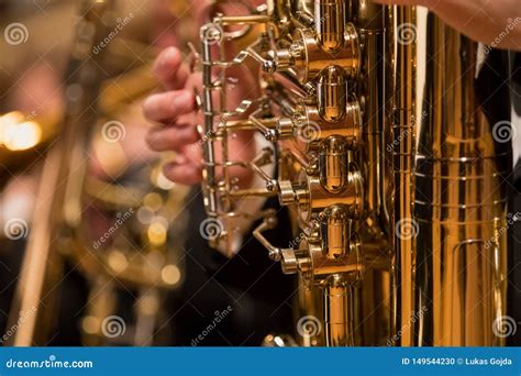 French Horn during a Classical Concert Music Stock Photo - Image of ...