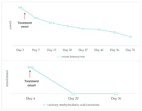 Progression of serum homocysteine and urinary methylmalonic acid levels... | Download Scientific ...