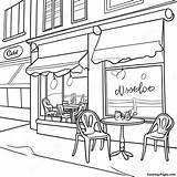 Cafe Coloring Page  Pagescom sketch template