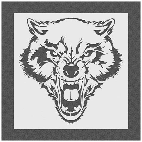 Growling Wolf Face Stencil | Stencilmonkey