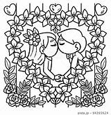 Wedding Kissing Couple Coloring Page For Kidsのイラスト素材 94265624  PIXTA sketch template