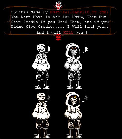 Updated UnderSwap papyrus sprite by DustFellSans110YT on DeviantArt