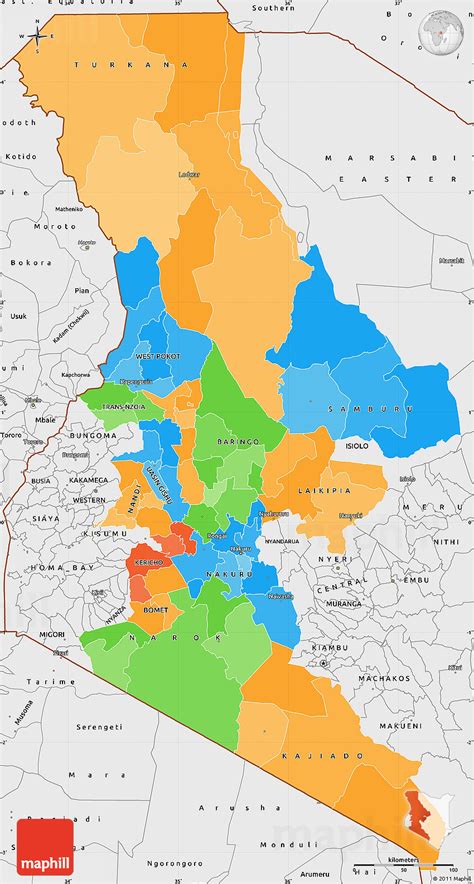 Political Simple Map of RIFT VALLEY, single color outside, borders and labels