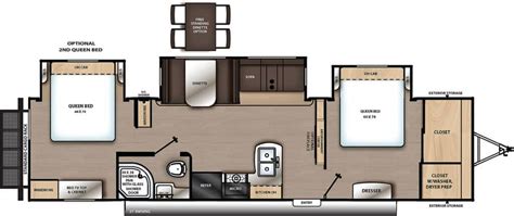 12 Spacious Travel Trailers with Two Queen Bedrooms | Rv floor plans, Travel trailer, Queen beds