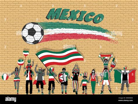 Mexican football fans cheering with Mexico flag colors in front of ...