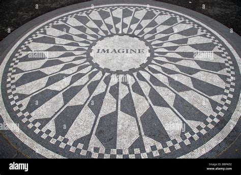 The John Lennon Memorial "Imagine" mosaic in Strawberry Fields, Central Park, New York Stock ...