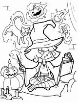 Cute Witch With Magic coloring Page  Download Print Or Color Online sketch template