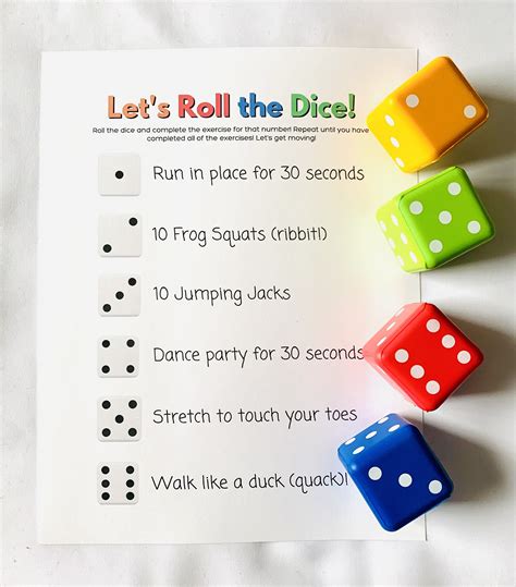 Making Exercise Fun Dice Exercise Game Mental Health / | Etsy