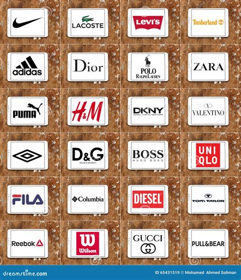 Clothing brands and logos editorial stock image. Illustration of ...