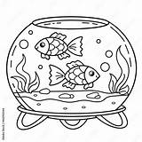 Fish Tank Coloring Page sketch template