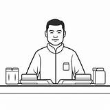 Nice Simple Cashier Coloring For Kids  Page sketch template