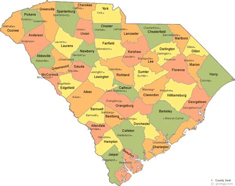 South Carolina County Map
