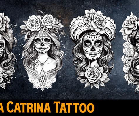 ArtStation - 95 La Catrina Tattoo (PNG & TRANSPARENT Files)-4K - Vol 02 | Brushes