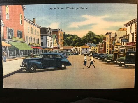 Vintage Postcard 1930-1945 Main Street Winthrop Maine | United States - Maine - Other, Postcard ...