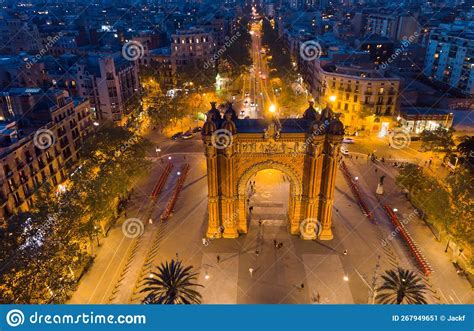 Aerial Night View of Arc De Triomphe, Stock Image - Image of landmark, companys: 267949651