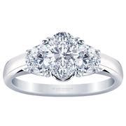 Three Stone Oval Diamond Engagement Ring With Half Moons a