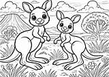 Two kangaroos In Australia  Kangaroo Coloring Pages For Kids sketch template