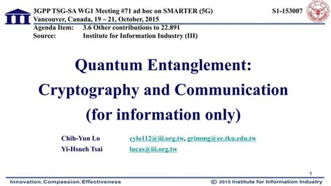 Quantum Entanglement - Cryptography and Communication | PPT